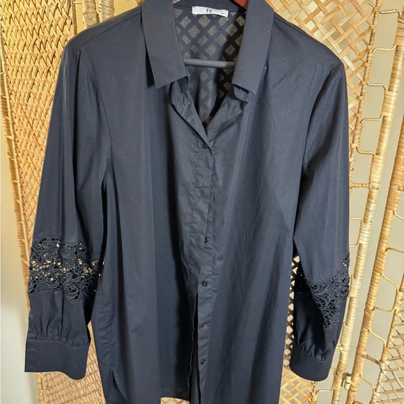 Black Button Down Lace Top - Picture 11 of 13